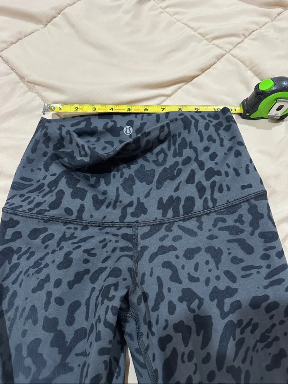 lululemon Black Charcoal Leopard Print Leggings see pics for measurements - Picture 3 of 3